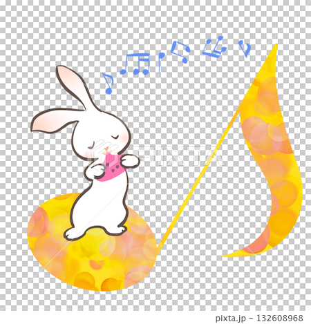 Musical Notes and Ocarina Rabbit 132608968