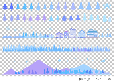 雪景城市剪影插圖套裝背景插圖 132609050