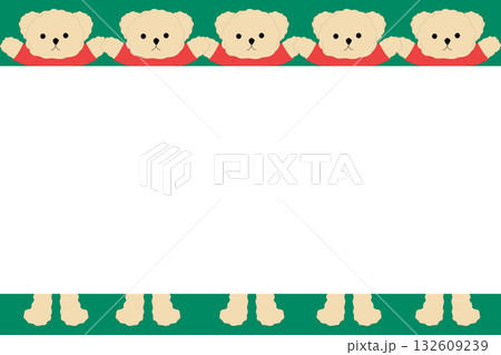 green frame background with funny teddy bear, card template, slide presentation backdrop 132609239