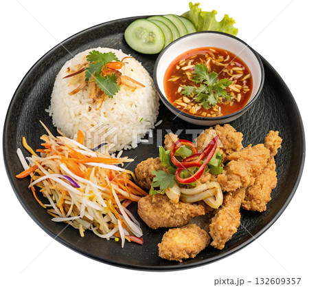 Fried chicken with rice 132609357