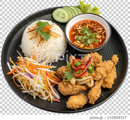 Fried chicken with rice 132609357