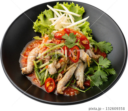 thai spicy salad with boiled chicken feet 132609358