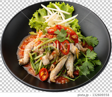 thai spicy salad with boiled chicken feet 132609358