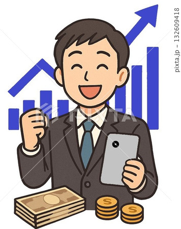 スマホでポイントを貯めるビジネスマン 132609418