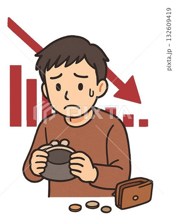 財布が空っぽな男性 132609419