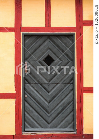 Door of a half-timbered house in Kerteminde, Denmark	 132609618