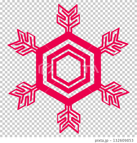 鮮やかなピンク色のシンプルなデザインの雪の結晶, 鮮やかなピンク色のシンプルなデザインの雪の結晶, 132609853
