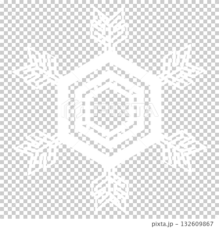 白いシンプルなデザインの雪の結晶, 132609867