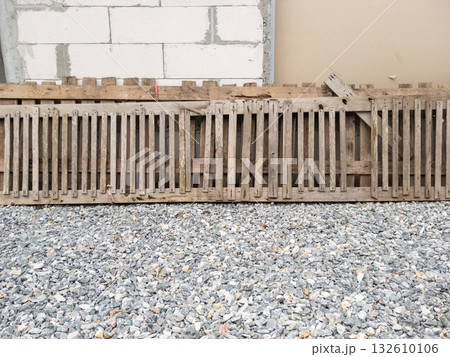 Old Wooden Slats near the Construction Wall. 132610106