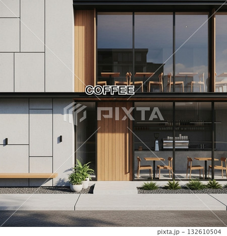 【AI生成】店舗デザイン - コーヒーショップ外観 00155004 132610504