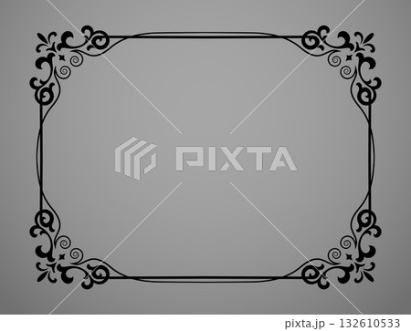 Decorative frame Elegant vector element for design in Eastern style, place for text. Floral black and gray border. Lace illustration for invitations and greeting cards Decorative frame Elegant vector element for design in Eastern style, place for text. Floral black and gray border. Lace illustration for invitations and greeting cards 132610533