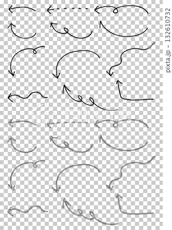 手書き風の様々な矢印セット 132610732