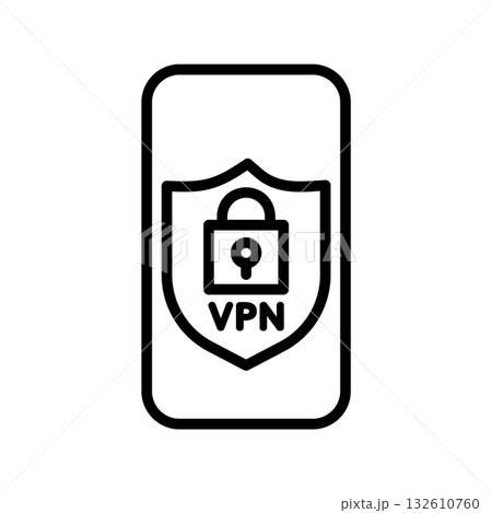 VPNで保護されている携帯電話アイコン。 VPNで保護されている携帯電話アイコン。 132610760