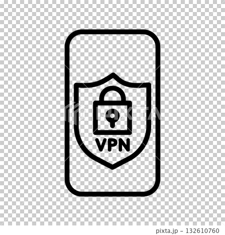VPNで保護されている携帯電話アイコン。 VPNで保護されている携帯電話アイコン。 132610760