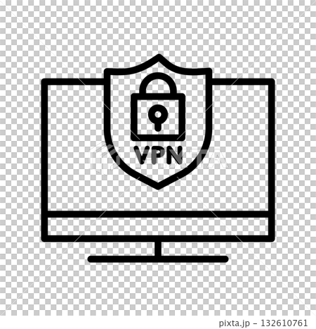 VPN保護的電腦圖示。 VPN保護的電腦圖示。 132610761