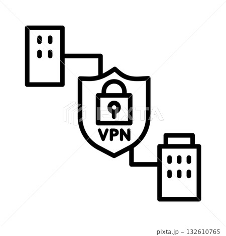 VPNゲートウェイのアイコン。2つの企業はVPNで守られています。 VPNゲートウェイのアイコン。2つの企業はVPNで守られています。 132610765