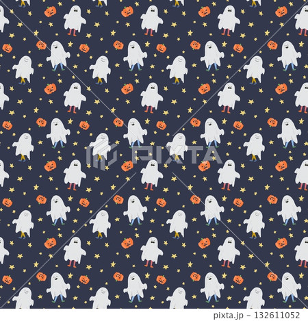 ハロウィンおばけのパターンイラスト 132611052