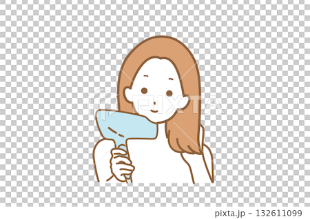 Woman drying her hair Woman drying her hair 132611099