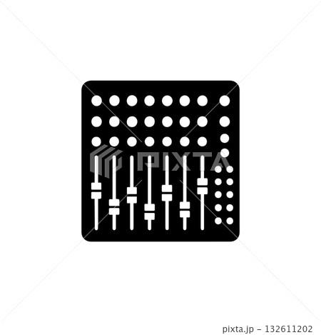 Audio mixer silhouette sound mixing console for music production and live events isolated on white background 132611202