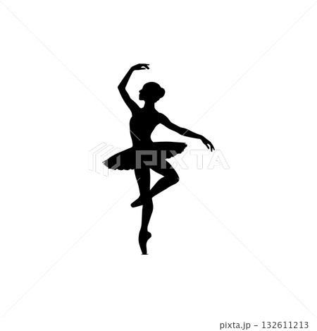 Ballerina dancing silhouette icon woman ballet pose illustration 132611213