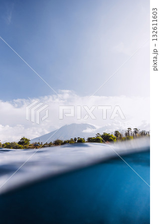 Blue ocean and volcano mountain in Bali island. 132611603