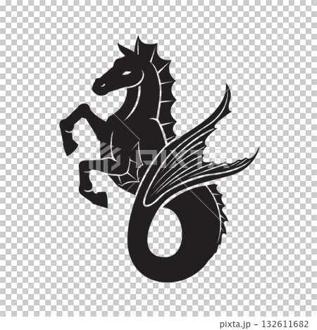 Hippocampus Heraldic animal silhouette Hippocampus Heraldic animal silhouette 132611682