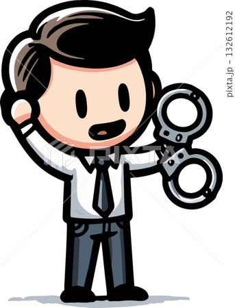 手錠を持った男性のイラスト 132612192
