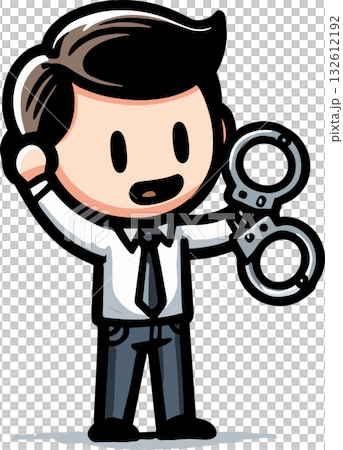 手錠を持った男性のイラスト 132612192