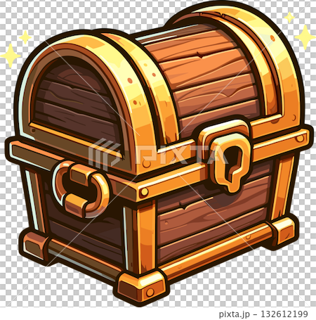 閉じている木の宝箱のイラスト 132612199