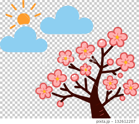 桜の木と空のイラスト 桜の木と空のイラスト 132612207