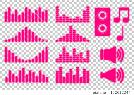 聲音波形集粉色霓虹燈 132612244