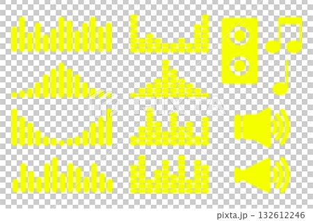 聲音波形設定黃色霓虹燈 132612246