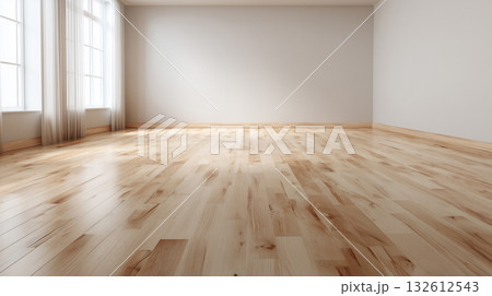 【床材】明るい木目フローリングのモダンな室内空間 132612543