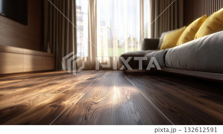 【床材】落ち着いた木目調のフローリングのモダンな室内空間 【床材】落ち着いた木目調のフローリングのモダンな室内空間 132612591