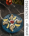 fresh galician raw oysters on ice in gourmet vigo restaurant table in spain 132612662