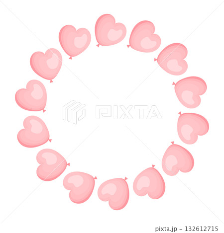 Pink heart balloon frame with space for text on white background 132612715