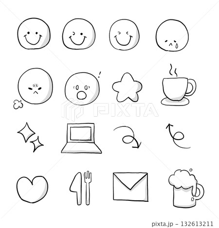 手帳などに使えるかわいいアイコンセット 132613211