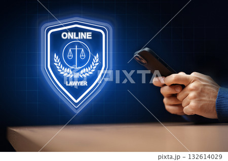 Engaging in legal consultation with an online lawyer using a smartphone 132614029