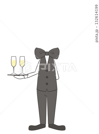 ウェイターのキャラクター全身イラスト・顔なしPNG ウェイターのキャラクター全身イラスト・顔なしPNG 132614199