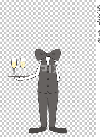 ウェイターのキャラクター全身イラスト・顔なしPNG ウェイターのキャラクター全身イラスト・顔なしPNG 132614199