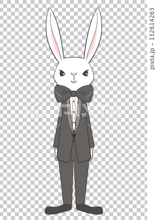 タキシード姿の兎のキャラクター全身イラスト タキシード姿の兎のキャラクター全身イラスト 132614263