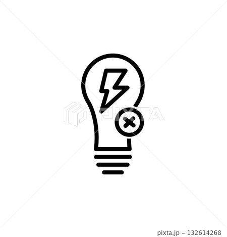 Vector black line icon for power outage Vector black line icon for power outage 132614268