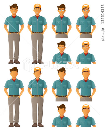 delivery service young man courier cartoon stock vector illustration 132614358