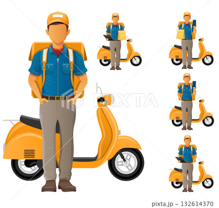 delivery service young man courier cartoon stock vector illustration delivery service young man courier cartoon stock vector illustration 132614370