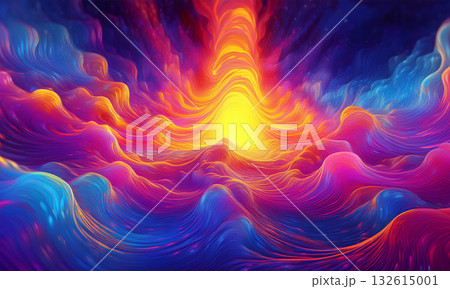 Vibrant Abstract Swirl Of Colorful Light Waves At A Radiant Sunrise 132615001