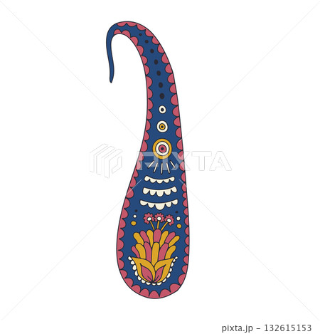 Hand drawn paisley motif isolated on white background. Indian style colorful design element vector Hand drawn paisley motif isolated on white background. Indian style colorful design element vector 132615153