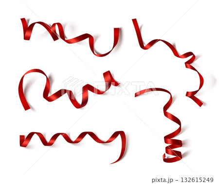 Red ribbon set with satin silk band strips 132615249