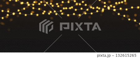 Fairy light string garland with yellow bulbs 132615265