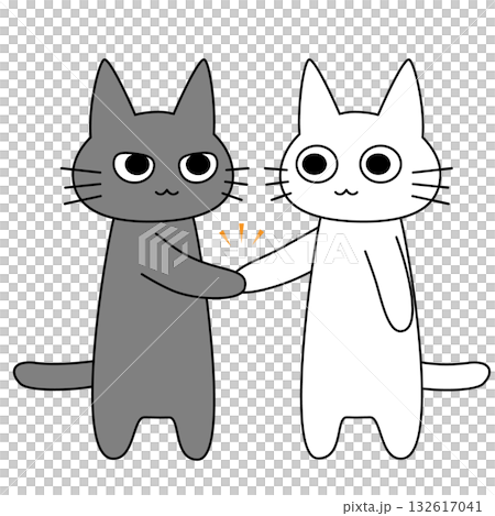 Cute character illustration of a white cat and a gray cat shaking hands | Cat, feline, handshake, cooperation, friendship, partner Cute character illustration of a white cat and a gray cat shaking hands | Cat, feline, handshake, cooperation, friendship, partner 132617041
