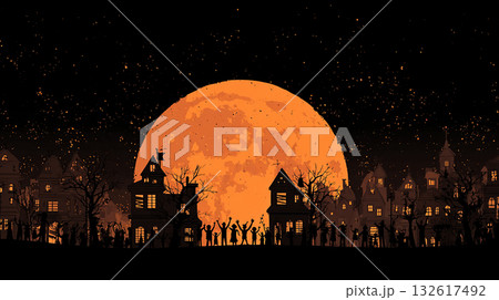 満月が照らす不気味な夜：集会やパーティーのコンセプト 132617492